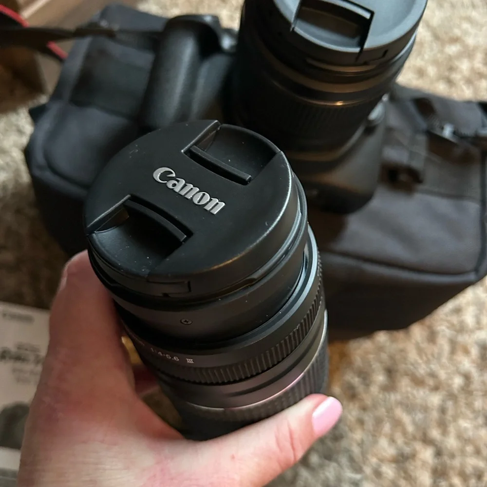 New Canon EOS 1300D Rebel T6 DSLR Camera with Black and Gray Accents